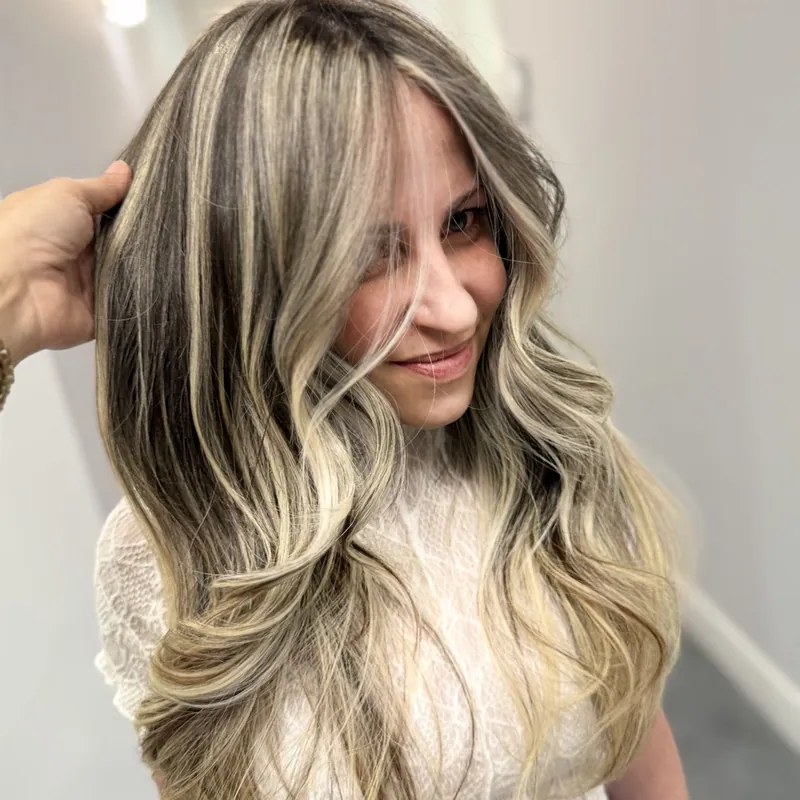 Dimensional blonde color and highlights