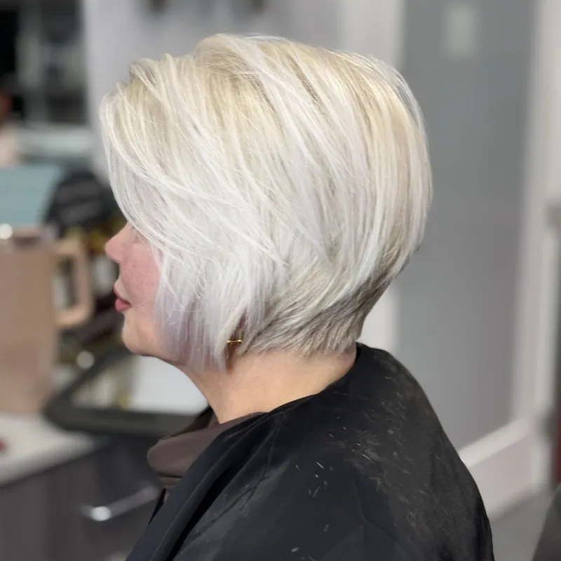 A platinum precision bob haircut