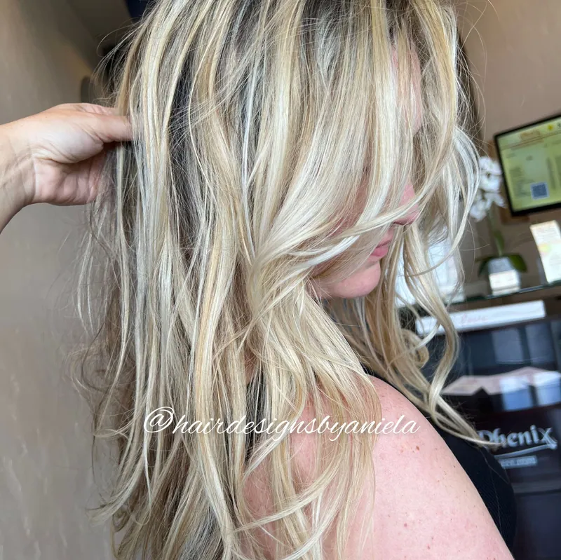 Light, bright and feathered blonde